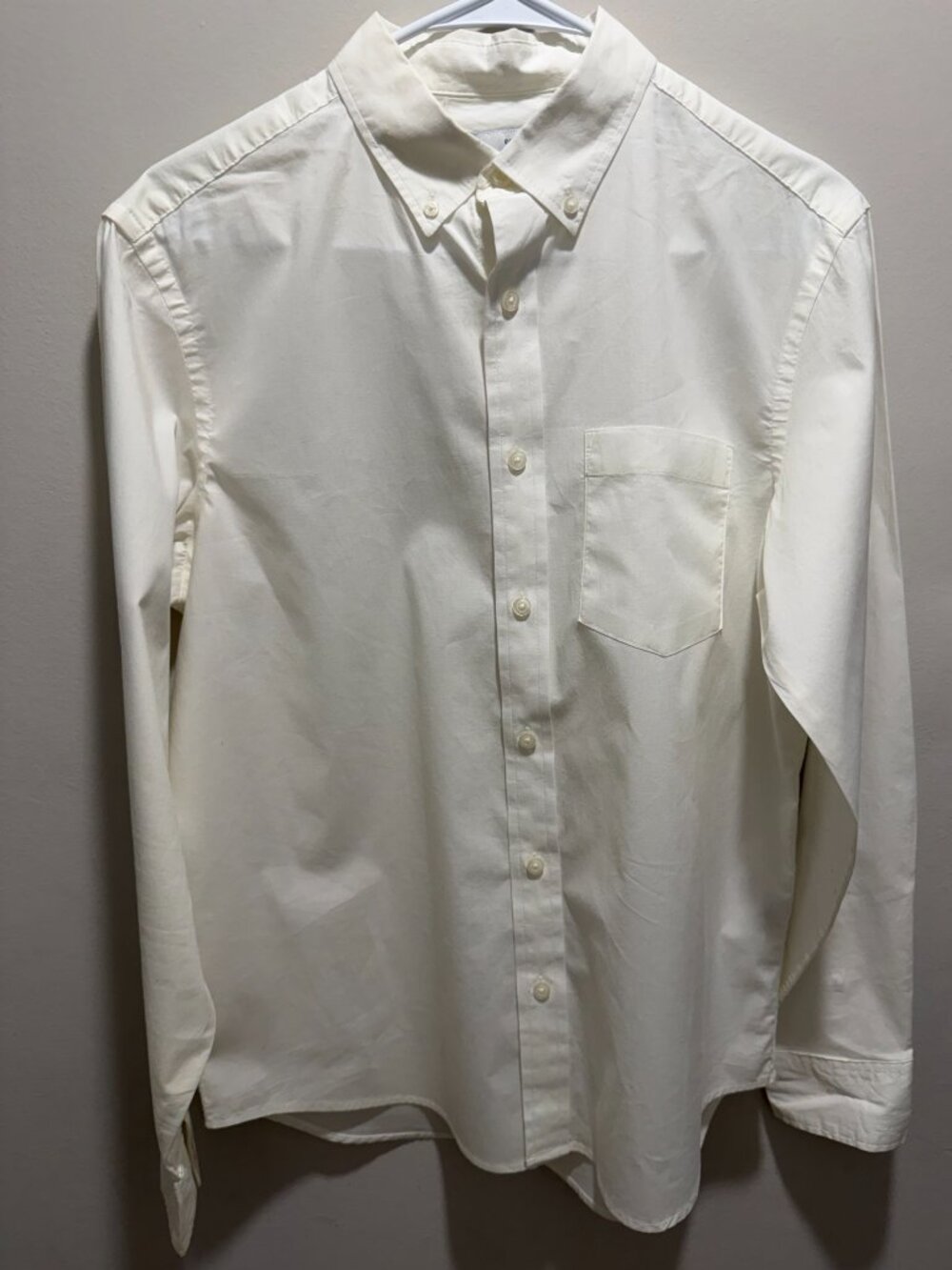 Old Navy Men's Everyday Shirt Regular Fit Built-In Flex White Long Sleeve S